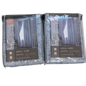 New Allen + Roth Anton 84” Blue Blackout Set Of 2 Curtain Panels 3491207 Rod